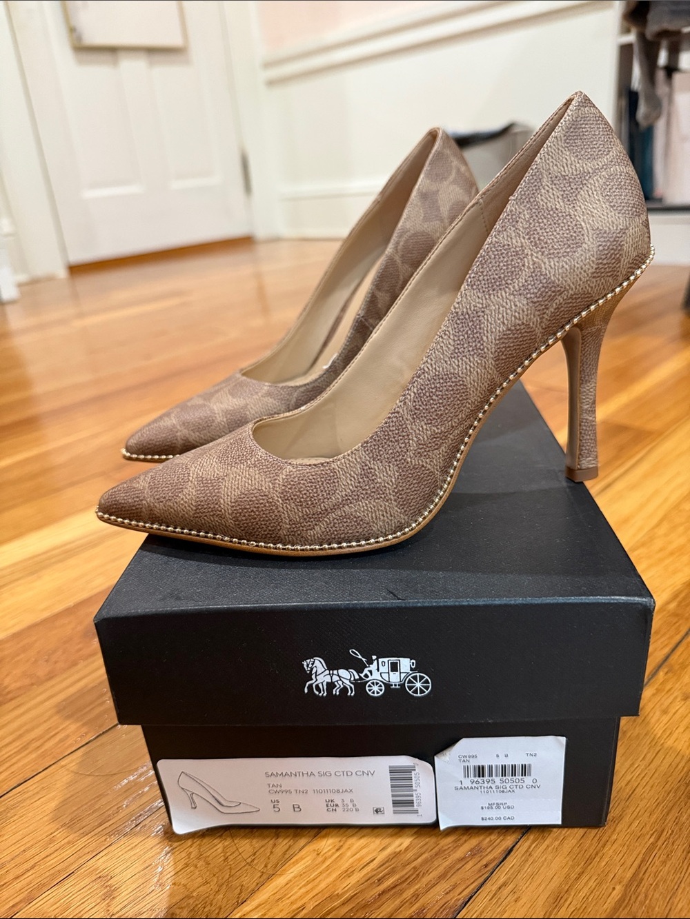 Coach Brown Signature Pointed-Toe Stiletto Pumps
